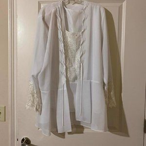 3K Fashion 3XL White Sheer Suit